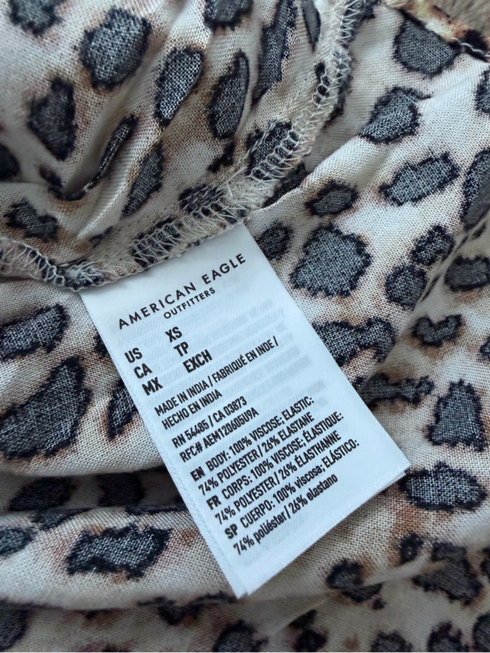 NWOT American Eagle Outfitters Neutral Leopard Smocked Dress Size XS - Picture 4 of 4